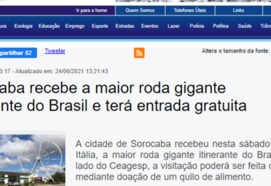 Sorocaba recebe a maior roda gigante itinerante do Brasil e terá entrada gratuita